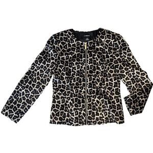 Liz Claiborne Career Women's Blazer Animal Print Small Zip Jacket Professional